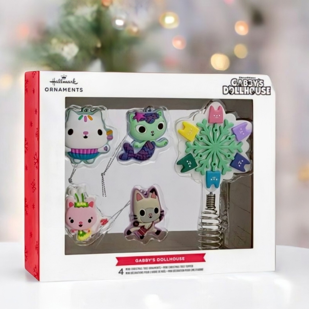 NEW Hallmark Gabby's Dollhouse Miniature Ornament Set & Tree Topper